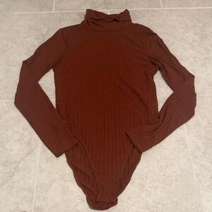 SHEIN Rust Ribbed Bodysuit